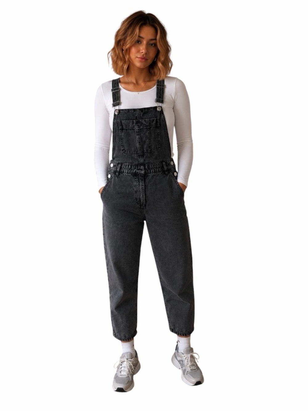 Forever 21 Small Black Distressed Wash Cropped Overalls Streetwear Y2K